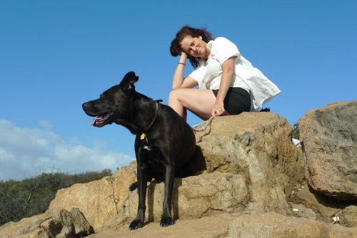 Happy pulled me up to the top of Cowles Mountain to see the view.